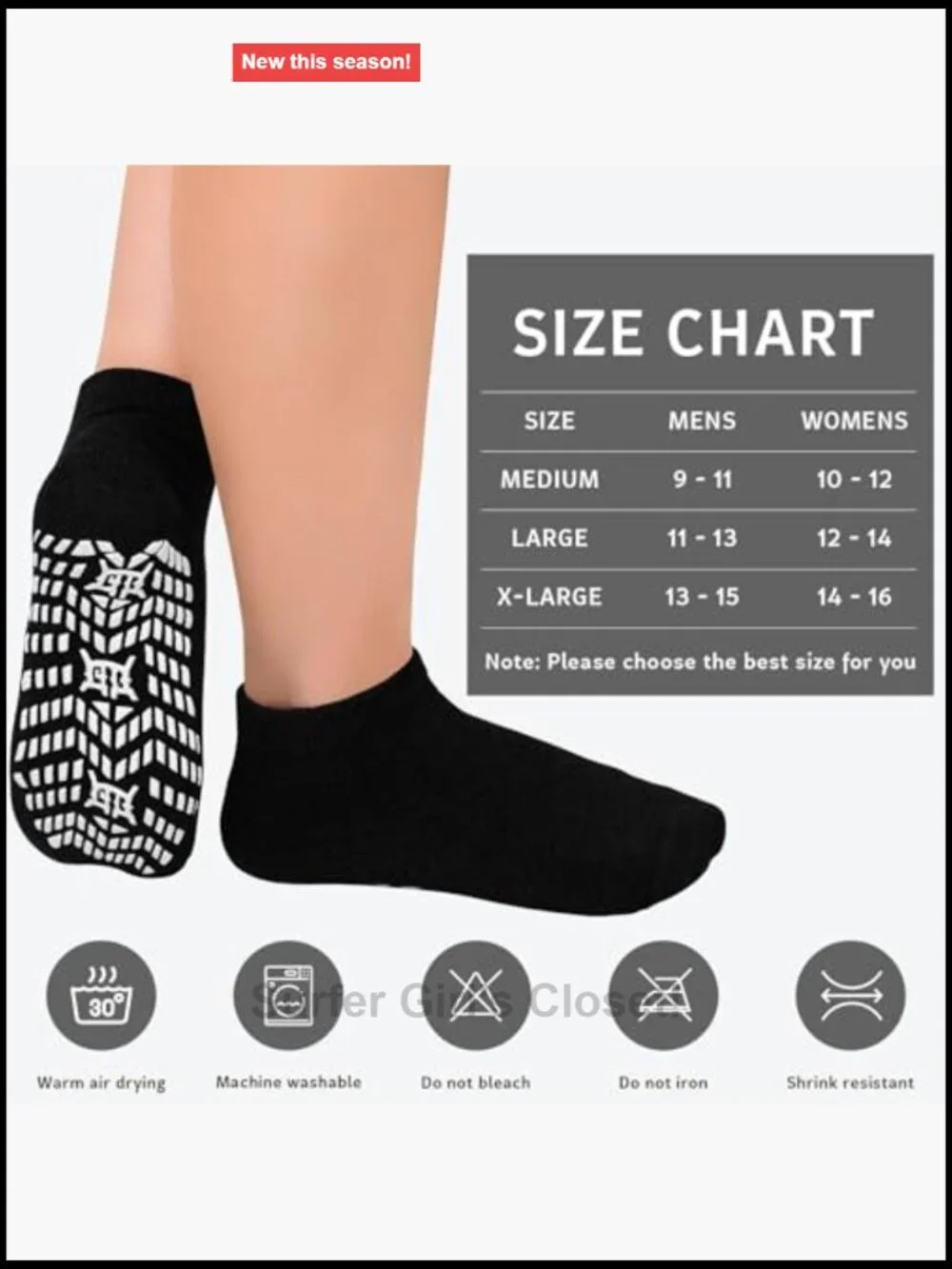 Non-Slip Grip Socks for Men Grippy Hospital Socks with Arch Support
